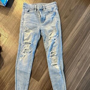American Eagle Outfitters Light Blue Ripped Skinny Jeans